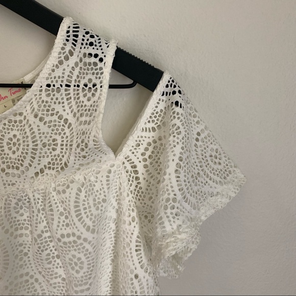NWT White Lace Cold Shoulder American Beauty Blouse Large - Picture 6 of 14